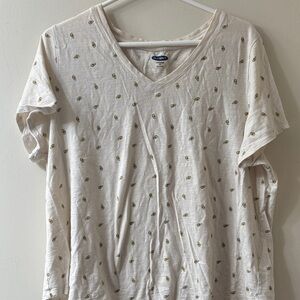 Old Navy Beige V-Neck Tee with Avocado Print